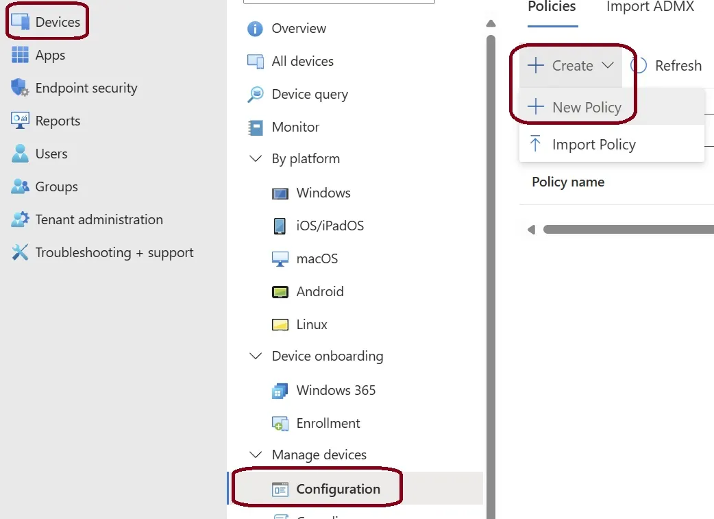 Intune Devices Configuration