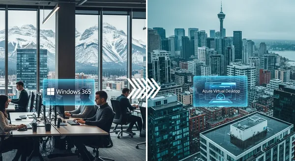 Featured image for article: Windows 365 vs Azure Virtual Desktop: Ultimate Guide for Calgary & Vancouver Businesses